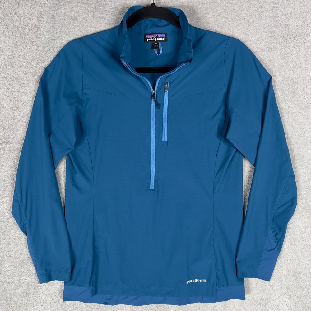 Patagonia Airshed Pullover Jacket Women’s‎ XS 1/2 Zip Nylon Ripstop Blue Outdoor